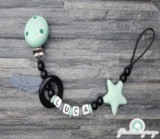 Personalisierte Schnullerkette mit Namen / Namenskette Baby